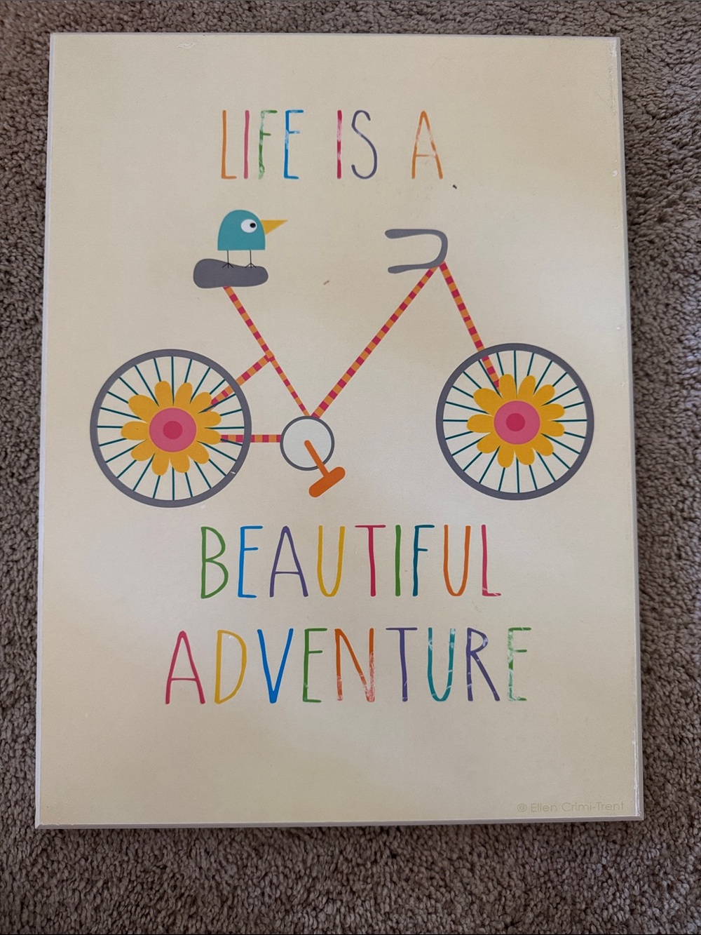 Life Is A Beautiful Adventure Colorful Bike Wall Art